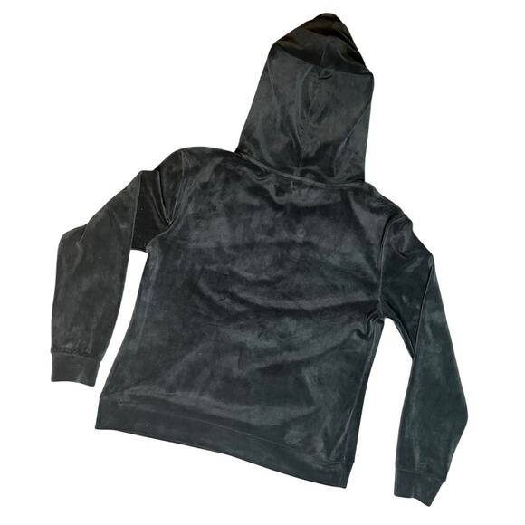 Juicy Couture Charcoal Gray Velour Women's Matching Bling Hoodie & Joggers Set - Picture 3 of 13